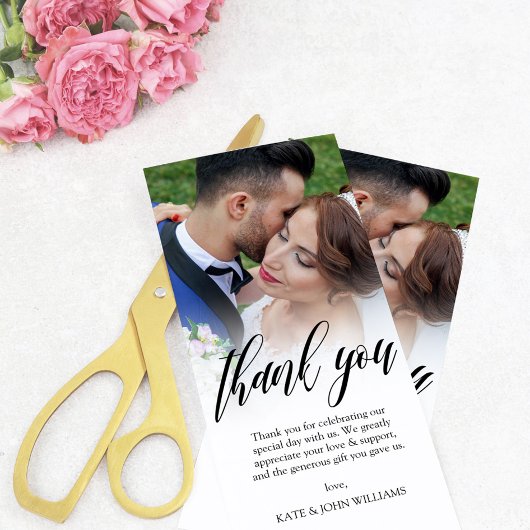 Black Script Overlay Wedding Foto Vielen Dank Dankeskarte