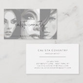 Black Script Photo Makeup Business Visitenkarte (Vorne/Hinten)