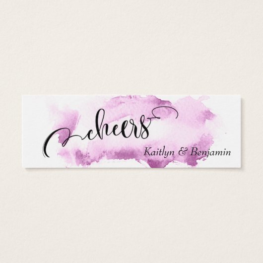 Black Script & Raspberry Aquarell Trinkkarten (Rückseite)