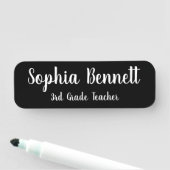 Black Script Teacher Classic Name Tag Namensschild (Beispiel)