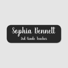 Black Script Teacher Classic Name Tag Namensschild