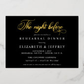 Black Script The Night Before Rehearsal Dinner Folieneinladung (Vorderseite)