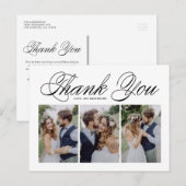 Black Script Three Foto Collage Wedding Vielen Dan Postkarte (Vorne/Hinten)