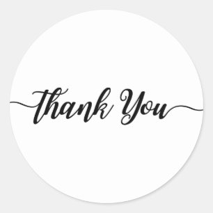 Black Script Typ White Vielen Dank Party Modern Runder Aufkleber
