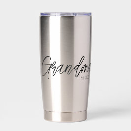 Black Script Typography Grandma Established Year Thermobecher