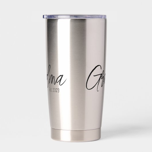 Black Script Typography Grandma Established Year Thermobecher (Rechts)