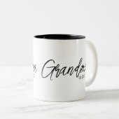 Black Script Typography Grandma Established Year Zweifarbige Tasse (VorderseiteRechts)