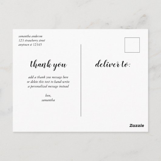 Black Script Vielen Dank Abschluss Postcard Postkarte (Rückseite)