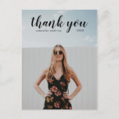 Black Script Vielen Dank Abschluss Postcard Postkarte (Vorderseite)