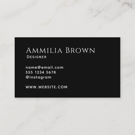Black Script-Visitenkarte | Modernes Minimal Visitenkarte (Rückseite)