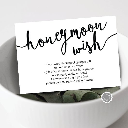 Black Script, Wedding Honeymoon Wish Fund Begleitkarte