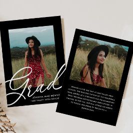 Black Script Zwei-Foto-Abschluss-Ankündigung Einladung
