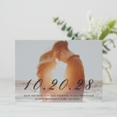 Black Scripted Wedding Date Save The Date (Stehend Vorderseite)