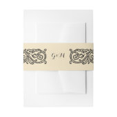 Black Scroll Monogrammed Elegant Invitation  Einladungsbanderole (Vorderseite Beispiel)