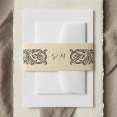 Black Scroll Monogrammed Elegant Invitation  Einladungsbanderole