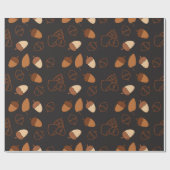 Black Seamless Wrapping Paper: Hazelnut und Blätte Geschenkpapier (Flach)