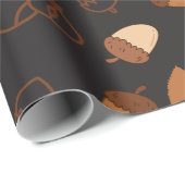 Black Seamless Wrapping Paper: Hazelnut und Blätte Geschenkpapier (Rolleneckpunkt)