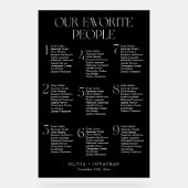 Black Seating Chart Wedding 9 Tables Akronylic Sig Acrylschild (Vorderseite)