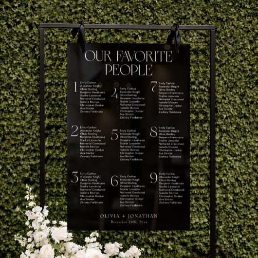 Black Seating Chart Wedding 9 Tables Akronylic Sig Acrylschild