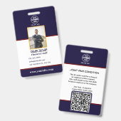 Black Security-ID-Abzeichen mit Foto- und QR-Code Ausweis (Vorder- & Rückseite)