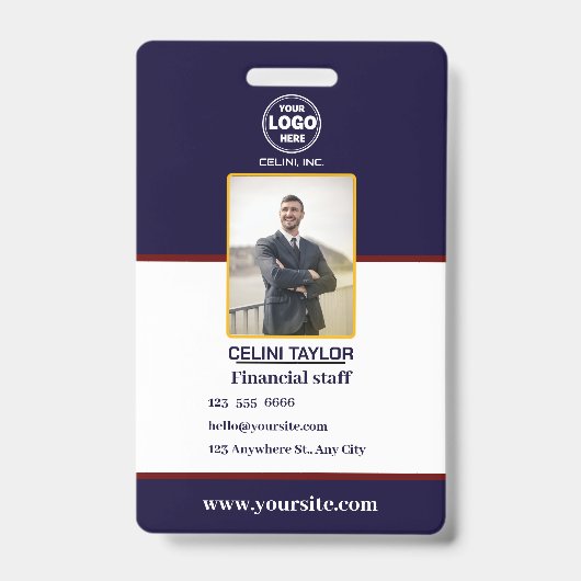 Black Security-ID-Abzeichen mit Foto- und QR-Code Ausweis (Vorderseite)