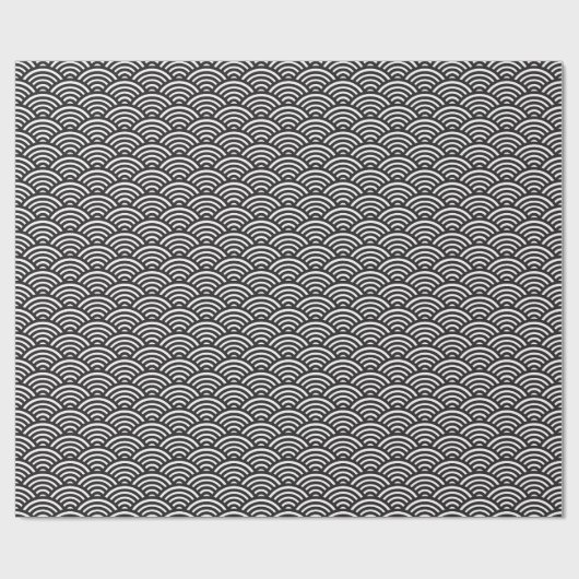 Black Seigaiha Japanese Wave Pattern Geschenkpapier (Flach)