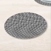 Black Seigaiha Japanese Wave Pattern Runder Pappuntersetzer (Angewinkelt)