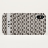 Black Seigaiha Japanisches Muster Personalisierter Case-Mate iPhone Hülle (Rückseite (Horizontal))