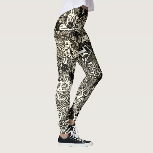 Black Sepia Abstract Leggings (Rechts)