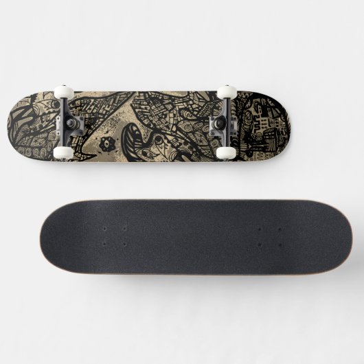 Black Sepia Abstract Skateboard (Horizontal)