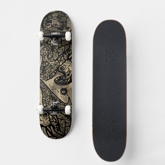 Black Sepia Abstract Skateboard (Vorderseite)