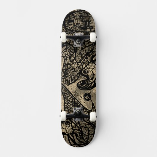 Black Sepia Abstract Skateboard (Vorderseite)