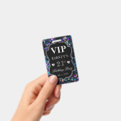 Black Sequins Glitzer Vintag Frame Birthday VIP Ausweis (Handheld)