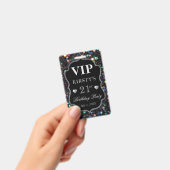 Black Sequins Glitzer Vintag Frame Birthday VIP Ausweis (Handheld)