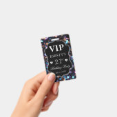 Black Sequins Glitzer Vintag Frame Birthday VIP Ausweis (Handheld)