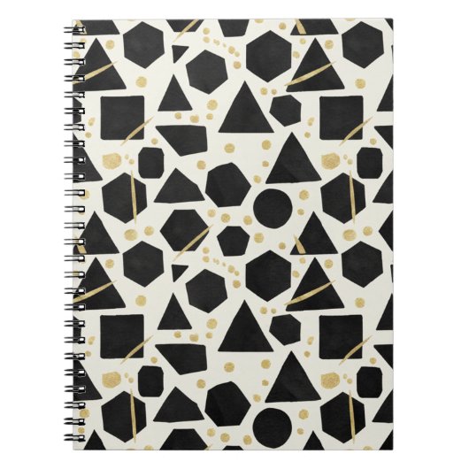 Black Shapes and Gold Confetti Pattern Notizblock (Vorderseite)