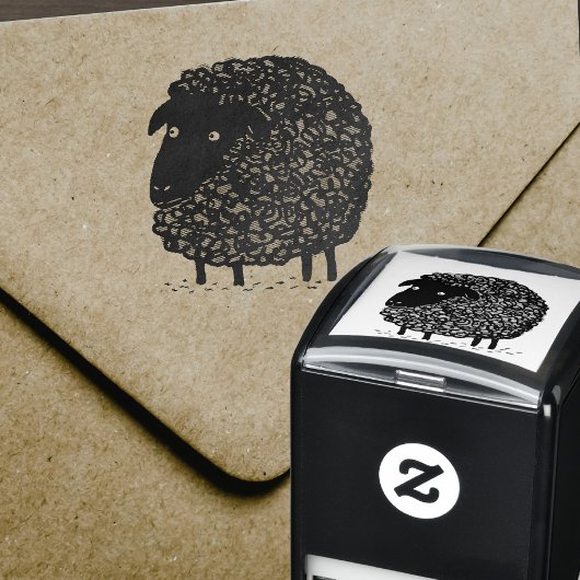 Black Sheep Cartoon Permastempel