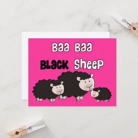 Black Sheep Designs "Baa Baa Black Sheep" Karte (Vorderseite/Rückseite Beispiel)