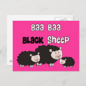 Black Sheep Designs "Baa Baa Black Sheep" Postkarte (Vorne/Hinten)