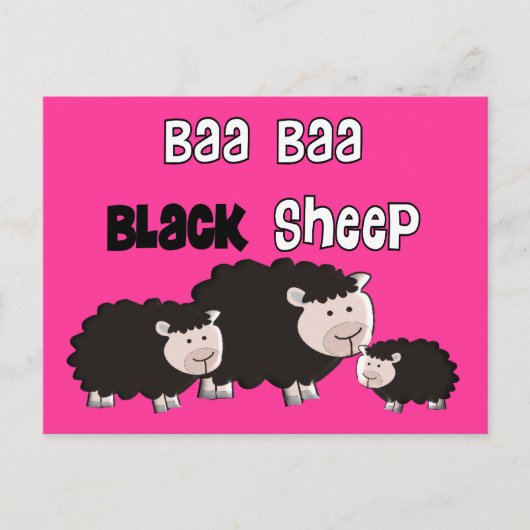 Black Sheep Designs "Baa Baa Black Sheep" Postkarte (Vorderseite)