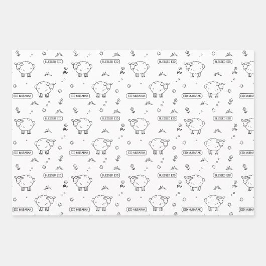 Black Sheep Eid Mubarak Kinder Geschenkpapier Set (Vorderseite 2)