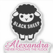 Black Sheep Pink Never Follows Flock Funny Aufkleber (Vorderseite)