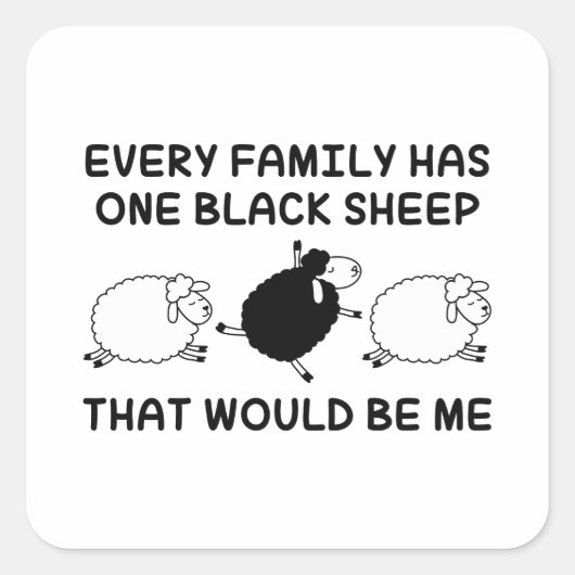 Black Sheep Quadratischer Aufkleber (Vorderseite)