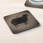 Black Sheep Silhouette Rustic Getränkeuntersetzer (Linke Seite)
