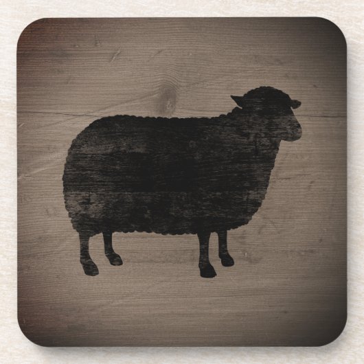 Black Sheep Silhouette Rustic Getränkeuntersetzer (Vorderseite)