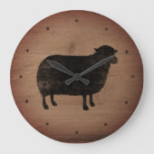 Black Sheep Silhouette Rustic Große Wanduhr (Vorderseite)