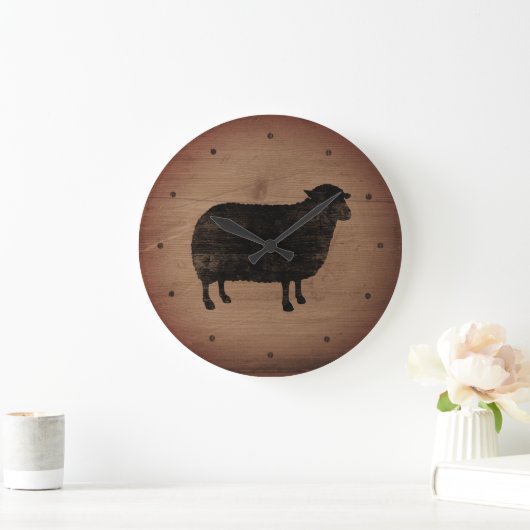 Black Sheep Silhouette Rustic Große Wanduhr (Zuhause)