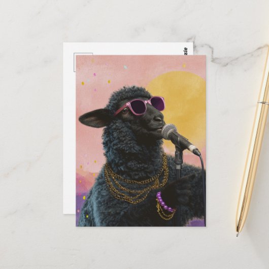 Black Sheep Singer Postkarte (Vorderseite/Rückseite Beispiel)