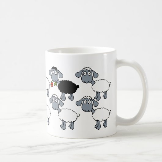 Black Sheep White Flock Stehend Out in der Menge! Kaffeetasse (Rechts)