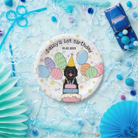 Black Sheepadoodle Hund Geburtstag Pappteller (Party)